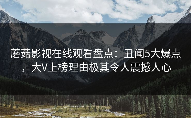 蘑菇影视在线观看盘点：丑闻5大爆点，大V上榜理由极其令人震撼人心