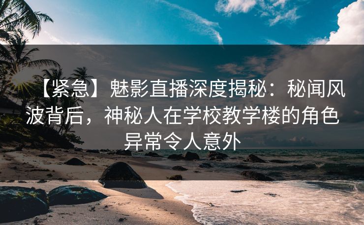 【紧急】魅影直播深度揭秘：秘闻风波背后，神秘人在学校教学楼的角色异常令人意外